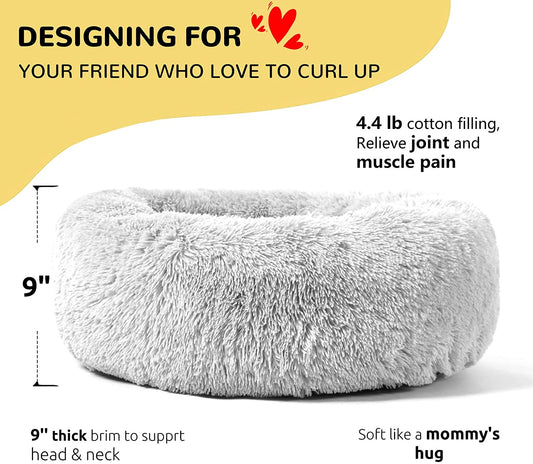 Calming Donut Dog Bed for Medium to Large Breeds, 30-Inch